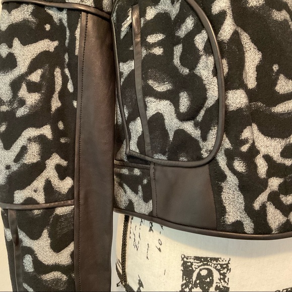 NWT Diane Von Furstenberg, Vintage, Leather/Wool Animal Print Moto Jacket - Picture 8 of 13